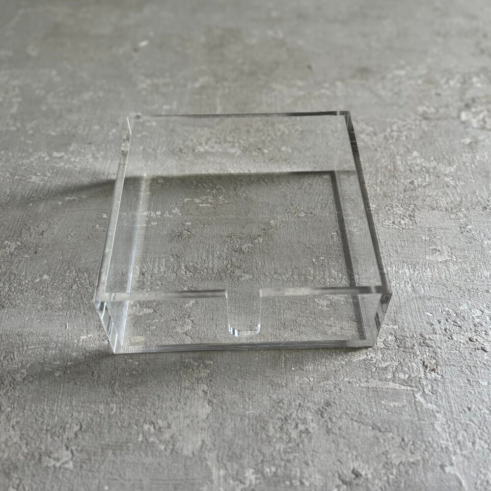 Acrylic Luncheon Napkin Holder, Clear, 7" x 7"- NEW in box.